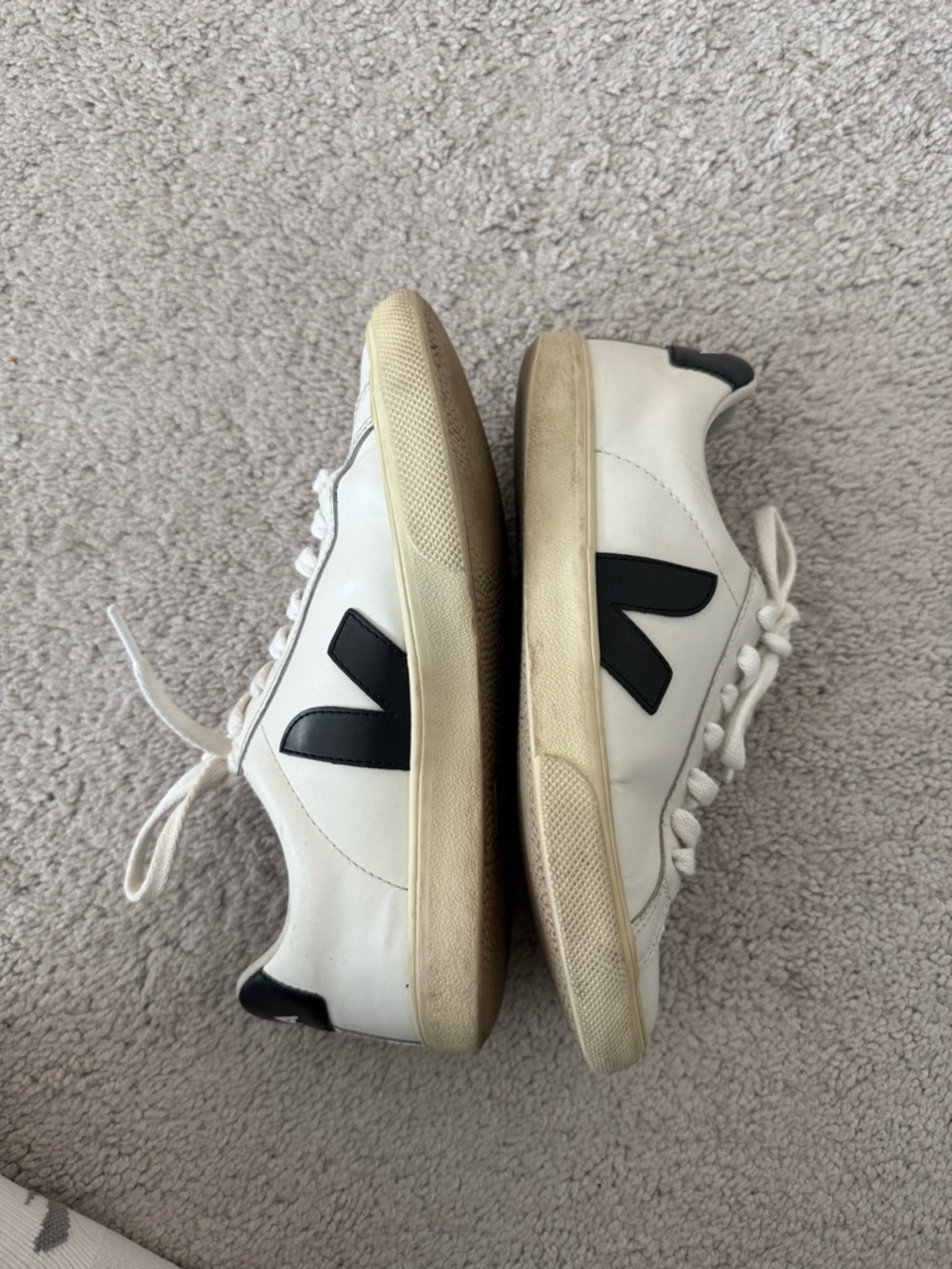 Veja White Sneakers with Black V Logo